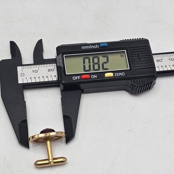 Vintage Swank Double Ring Cufflinks With Red Rose Cut Ruby Rhinestone - Picture 6 of 6